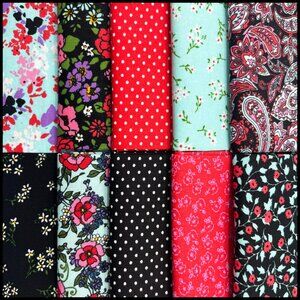 Floral Cotton Fat Quarters Fabric for Sewing Quilting DIY Craft Patchwork